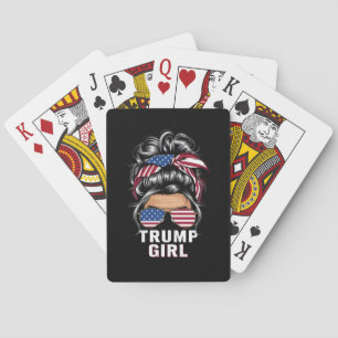 Jeu De Cartes Trump Girl Messy Bun USA Drapeau Trump 2024 Electi
