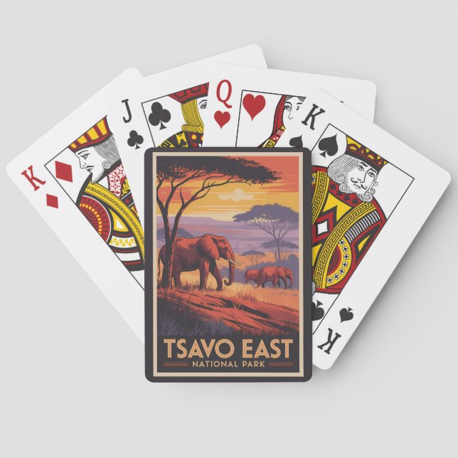 Jeu De Cartes Tsavo East National Park Kenya Illustration Travel (dos)
