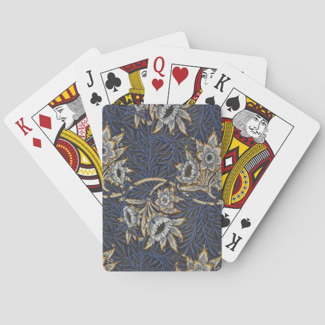 Jeu De Cartes Tulipe Saules Motif Bleu Floral de William Morris (dos)
