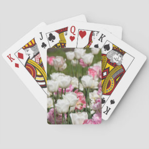 Jeu De Cartes Tulipes blanches et roses vives par une journée en
