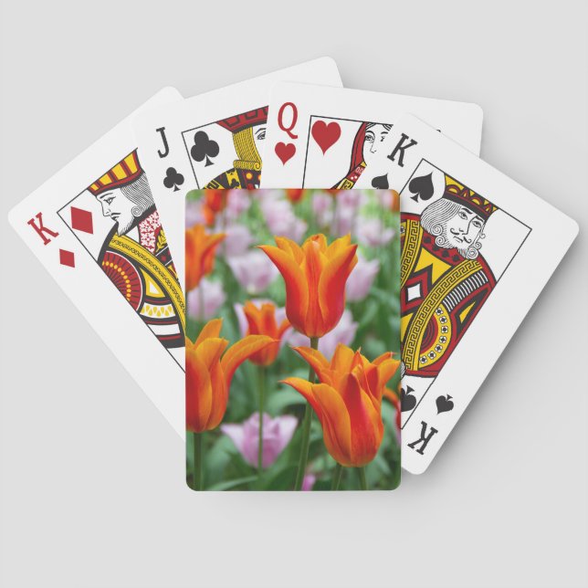 Jeu De Cartes Tulipes orange vif dans le parc (dos)