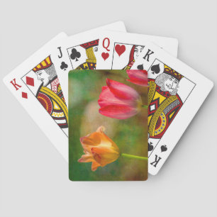 Jeu De Cartes Tulipes rouges et jaunes sur fond texturé