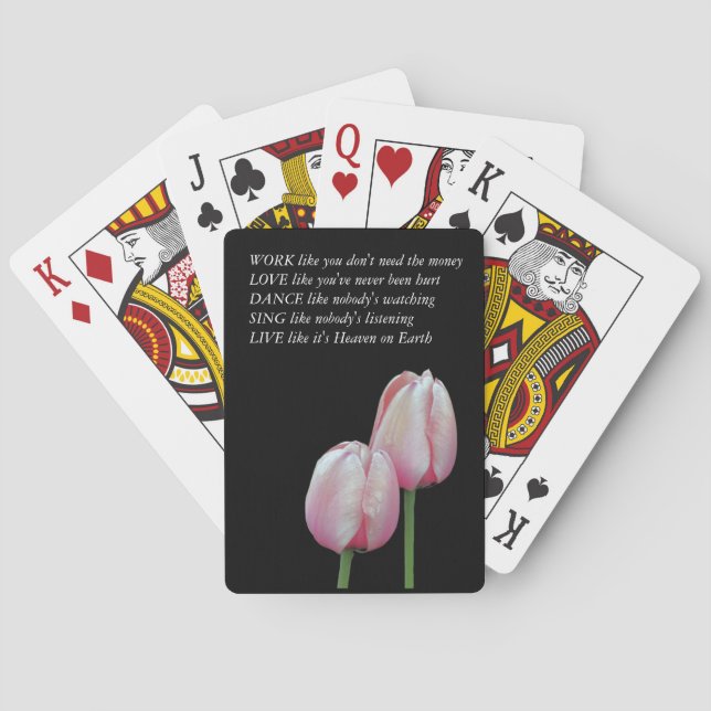 Jeu De Cartes Tulipes Travailler Amour Danse Vivre Citation Insp (dos)