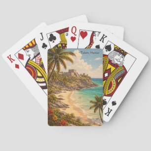 Jeu De Cartes Tulum Mexique Destination de Plage Rétro