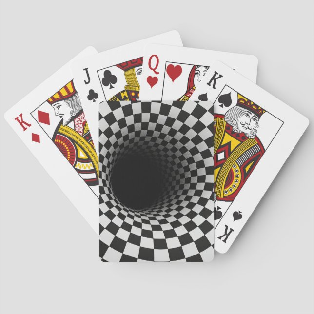 Jeu De Cartes Tunnel d'illusion optique en noir et blanc (dos)
