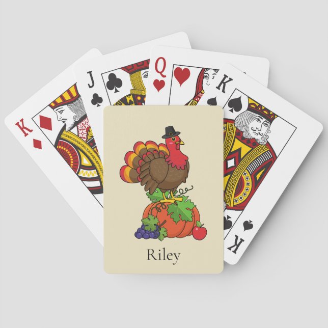 Jeu De Cartes Turquie mignonne avec récolte Thanksgiving | Perso (dos)