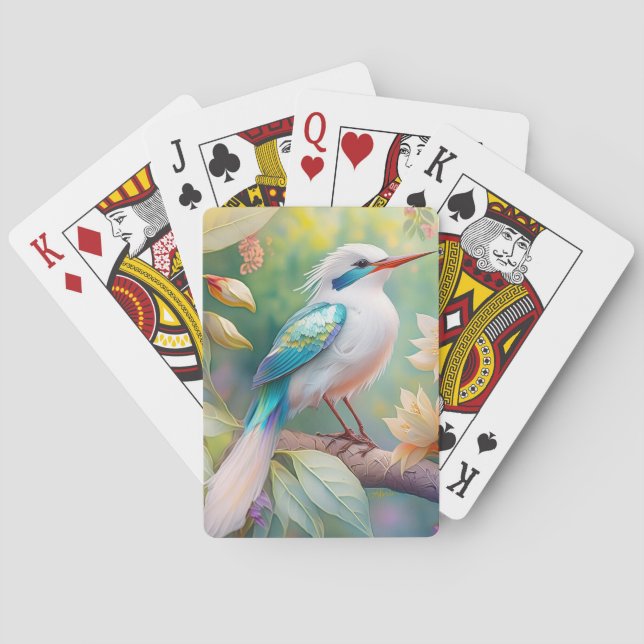 Jeu De Cartes Turquoise aile  crête blanche Imaginaire Oiseau (dos)
