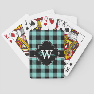 Jeu De Cartes Turquoise Aqua Noir Buffalo Vérifié Carreaux 1IQN
