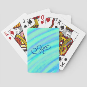 Jeu De Cartes Turquoise bleu vert filigranes ajouter votre monog