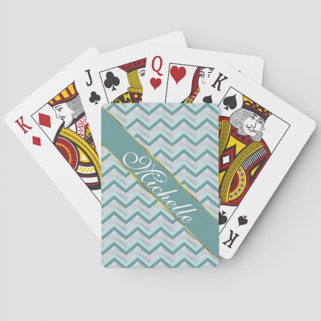 Jeu De Cartes Turquoise et perles ZigZag (dos)