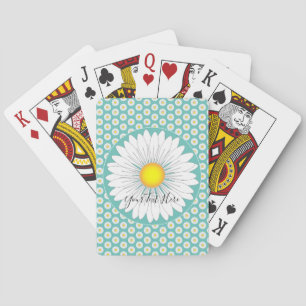 Jeu De Cartes Turquoise Joli petit marguerite Personnalisé Rouge