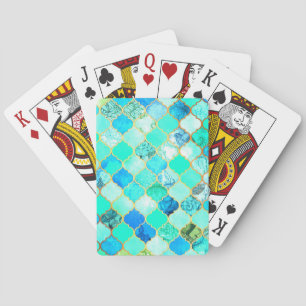 Jeu De Cartes Turquoise, Or, Motif de la sirène bleue verte