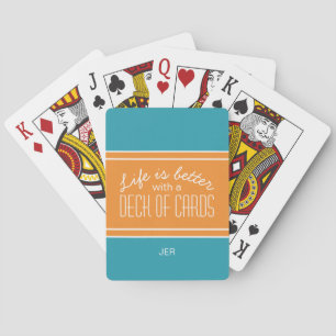 Jeu De Cartes Turquoise & Orange Life is Better Citations Initia