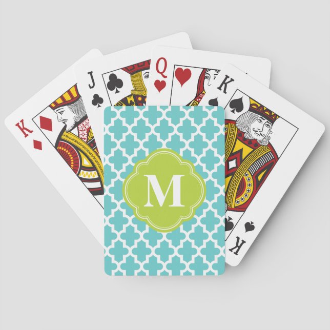Jeu De Cartes Turquoise & Vert Moderne Marocain Personnalisé Mon (dos)