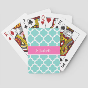 Jeu De Cartes Turquoise Wht Moroccan #5 Hot Pink2 Nom Monogram