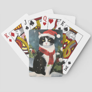Jeu De Cartes Tuxedo Chat en Noël de neige