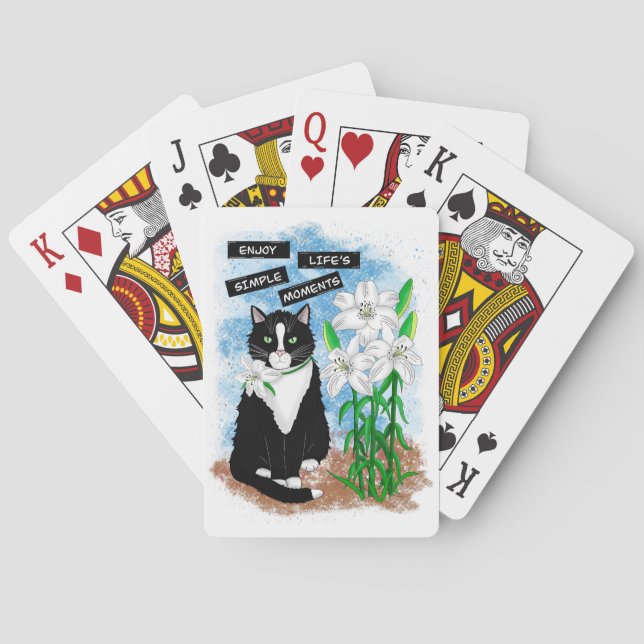 Jeu De Cartes Tuxedo Chat et Lilies | Devis inspirant (dos)