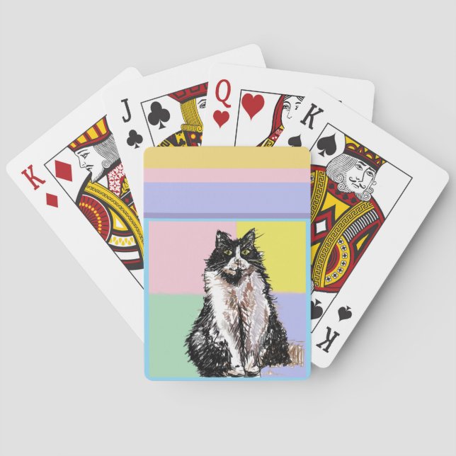 Jeu De Cartes Tuxedo Chat Pastel Couleurs Rose Girls Nom (dos)
