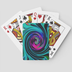Jeu De Cartes Twirl Abstrait noir et turquoise