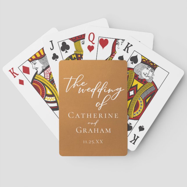 Jeu De Cartes Typographie de l'or rustique Mariage personnalisé (dos)