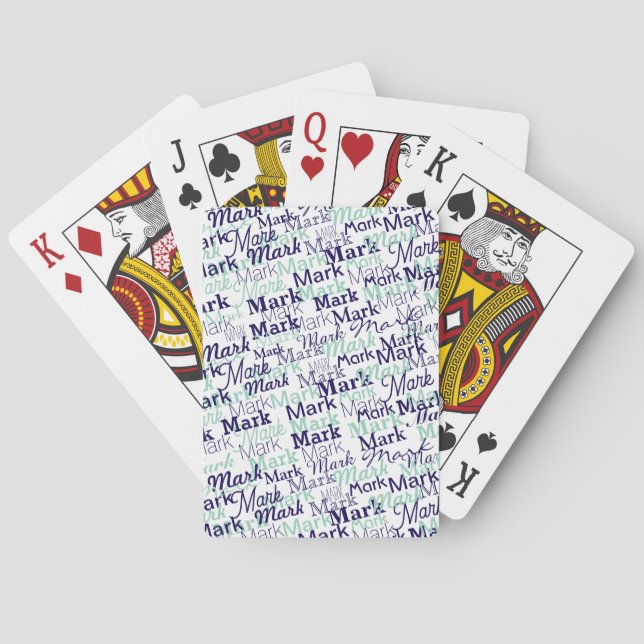 Jeu De Cartes Typographie Moderne De Son Prénom Motif Bleu (dos)