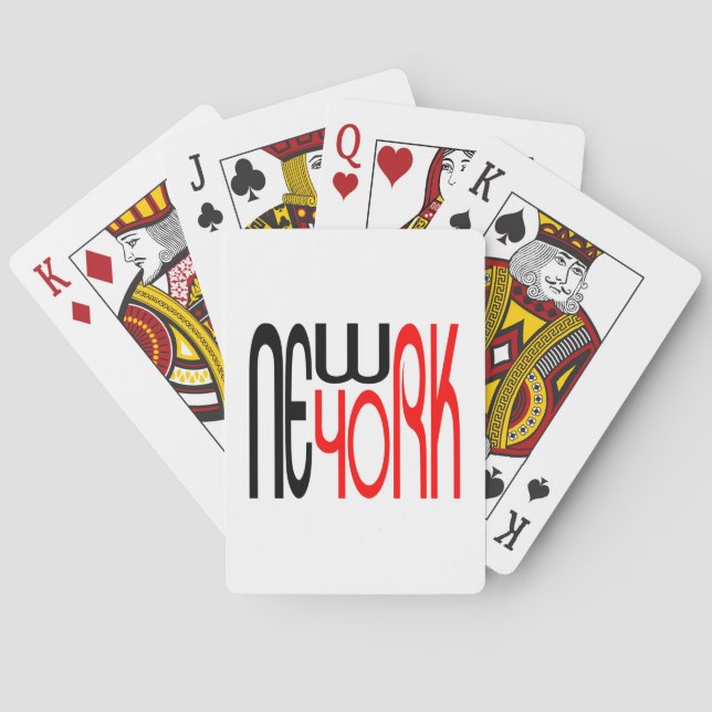 Jeu De Cartes Typographie New-York-Noire-Rouge (dos)