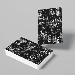 Jeu De Cartes Typographie stylée Nom Motif Noir