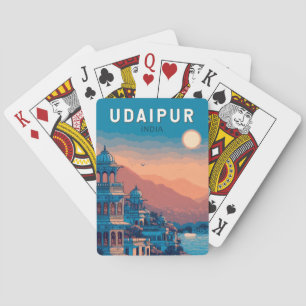 Jeu De Cartes Udaipur Inde Illustration Voyage Art Vintage