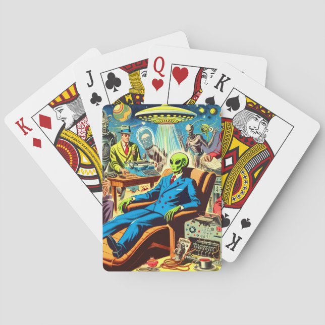 Jeu De Cartes Ufo Alien Sci-fi Retro Comics (dos)