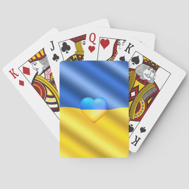 Jeu De Cartes Ukraine Drapeau Jouer Cartes Coeur - Liberté (dos)