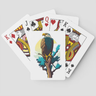 Jeu De Cartes Un aigle chauve perché au-dessus d'un arbre jouant