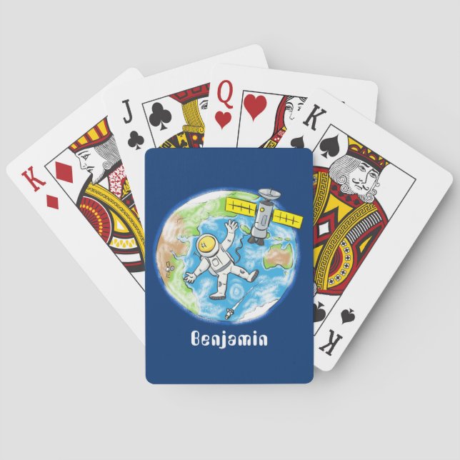 Jeu De Cartes Un astronaute amusant dans l'espace et la bande de (dos)