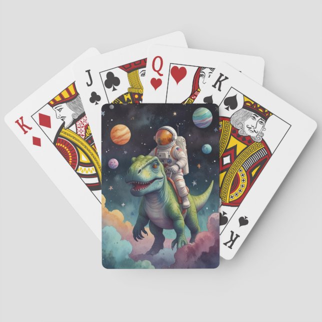 Jeu De Cartes Un astronaute sur Dino dans l'espace (dos)