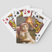 Un chat fermier avec cartes Volcano