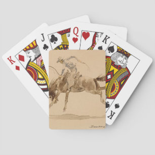 Jeu De Cartes Un cowboy sur un cheval de bataille par Edward Bor
