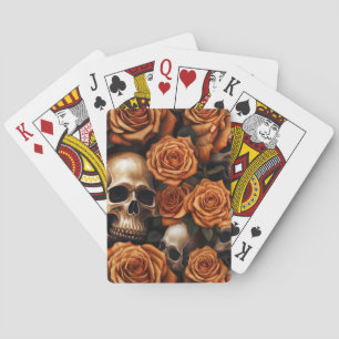 Jeu De Cartes Un crâne et une série Rose 9
