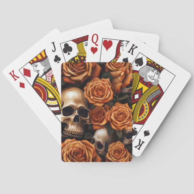 Jeu De Cartes Un crâne et une série Rose 9 (dos)