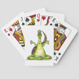 Jeu De Cartes Un Dinosaure Iguanodon Qui Fait Du Yoga.