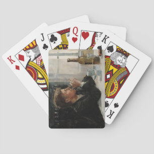 Jeu De Cartes Un homme assis perdu dans la pensée à la table