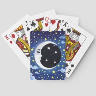 Jeu De Cartes Un homme dans la lune sur un Arrière - plan étoilé