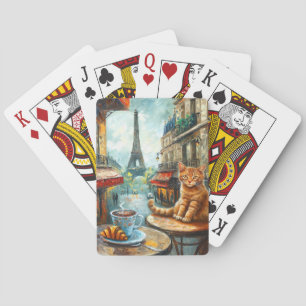 Jeu De Cartes Un matin à Paris Chat au gingembre dans un café