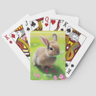 Jeu De Cartes Un mignon lapin dans une prairie fleurie