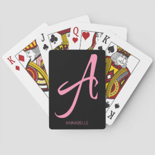 Jeu De Cartes Un monogramme rose personnalisé