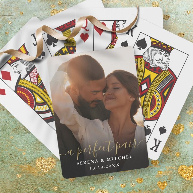 Jeu De Cartes Un parfait script de paire photo mariage Favor (A Perfect Pair Script Photo Wedding Favor Playing Cards)