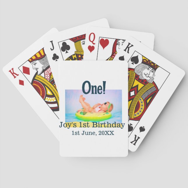 Jeu De Cartes Un premier anniversaire photo moderne ajouter nom  (dos)