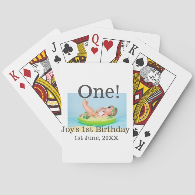 Jeu De Cartes Un premier anniversaire photo moderne ajouter nom  (dos)