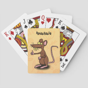 Jeu De Cartes Un rat brun mignon pouce vers le haut dessin animé