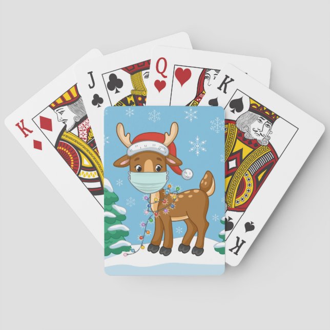 Jeu De Cartes Un Rinder Portant Un Masque Pour Noël (dos)