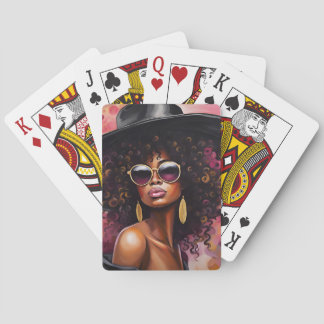 Jeu De Cartes Une Américaine Africaine Jouant Des Cartes