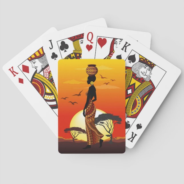 Jeu De Cartes Une belle femme africaine Silhouette sur les solei (dos)